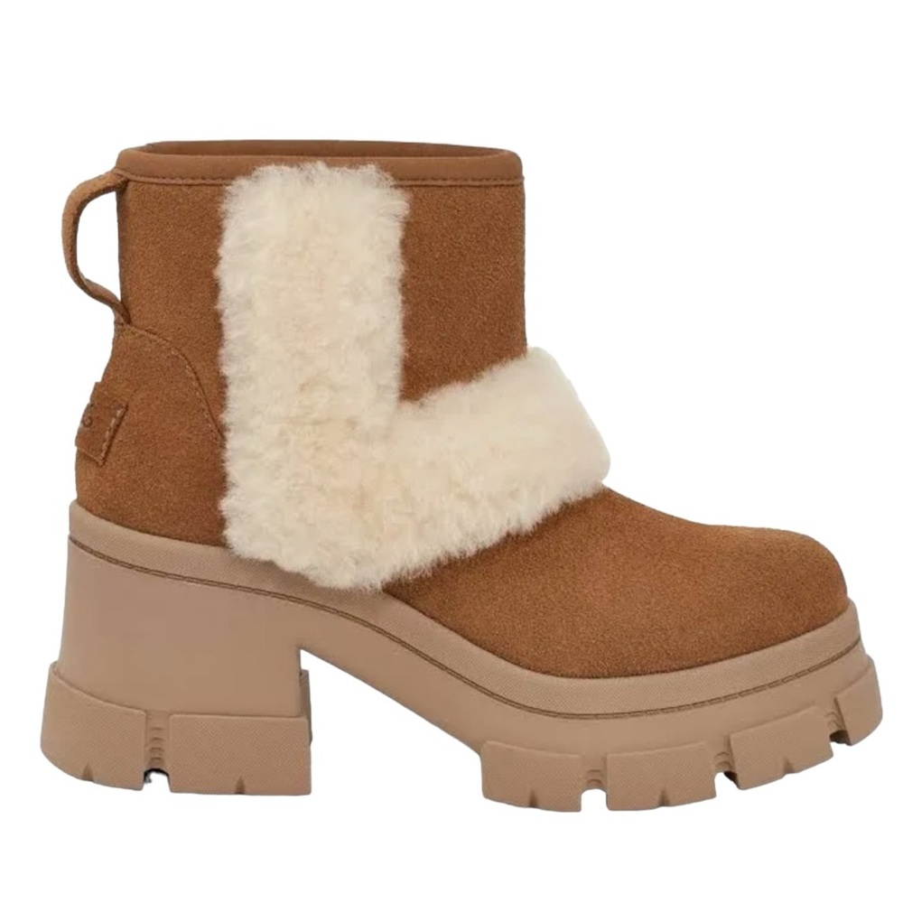 UGG Brooklyn Sunburst Waterproof Platform Bootie Size 9  S/N 1145710 Chestnut - Picture 2 of 12